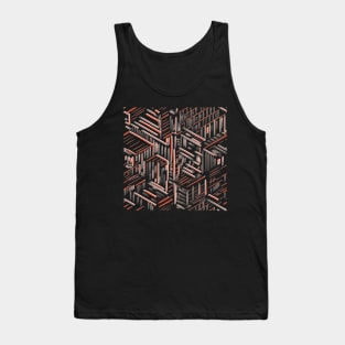 Line Pattern Red Tank Top